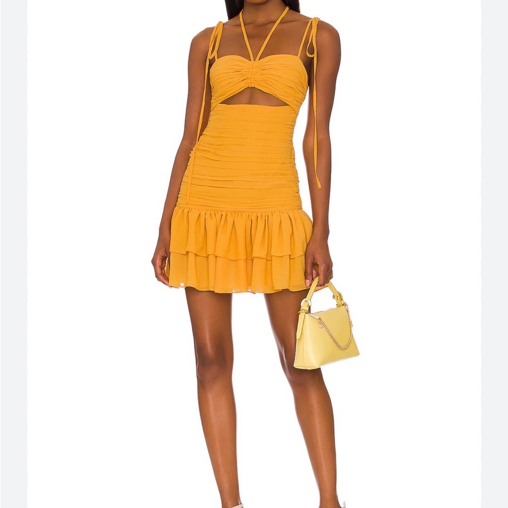 LPA Vibrant Yellow Orange Dress